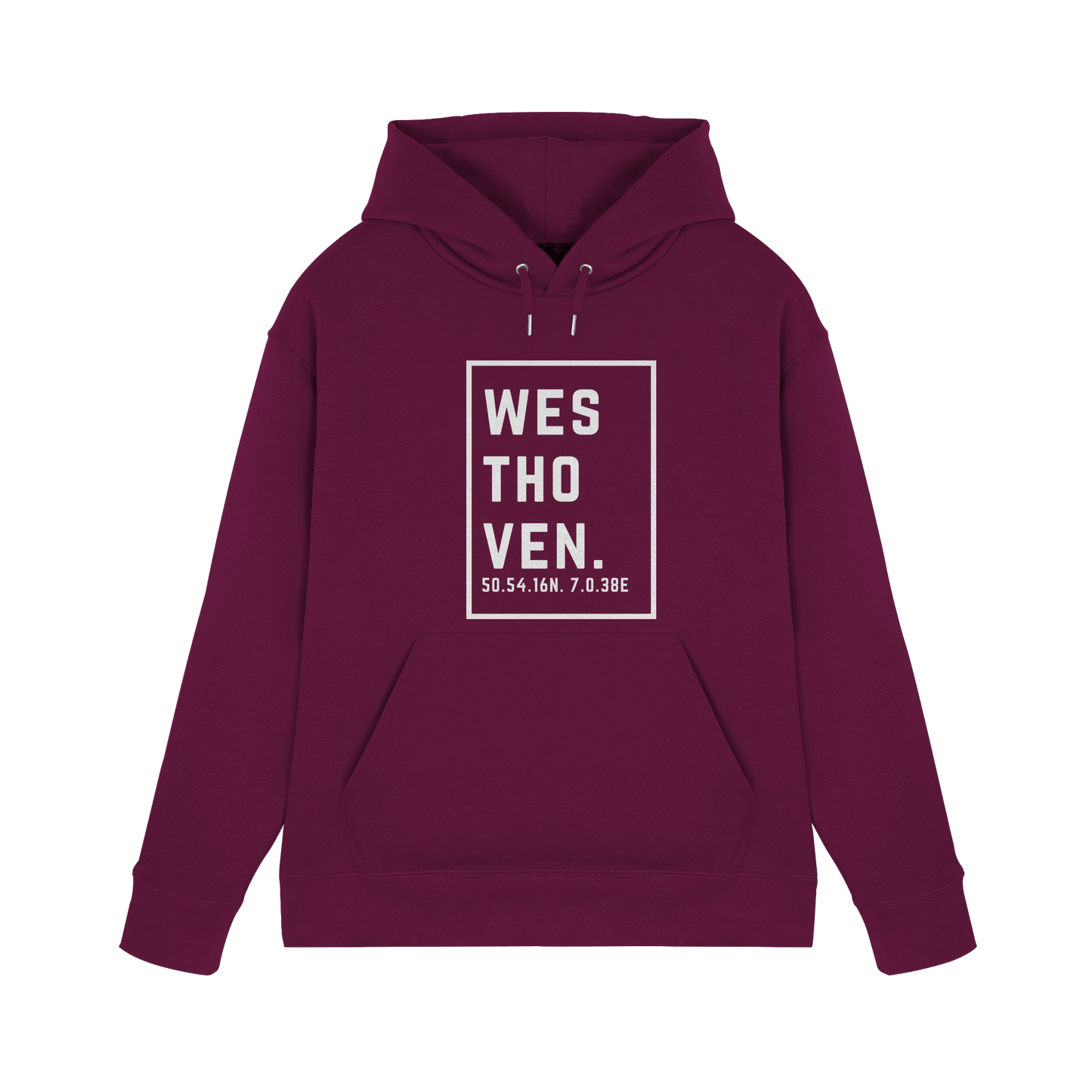Westhoven Koordinaten (großer Druck auf der Brust) - Premium Unisex Hoodie