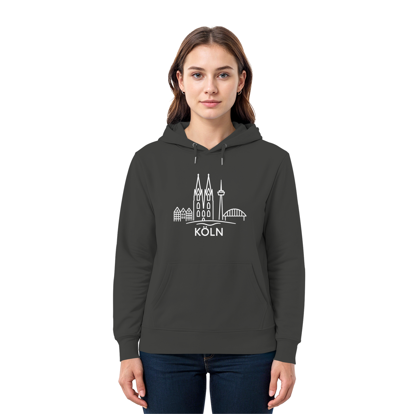 Köln Skyline (großer Druck auf der Brust) - Premium Unisex Hoodie