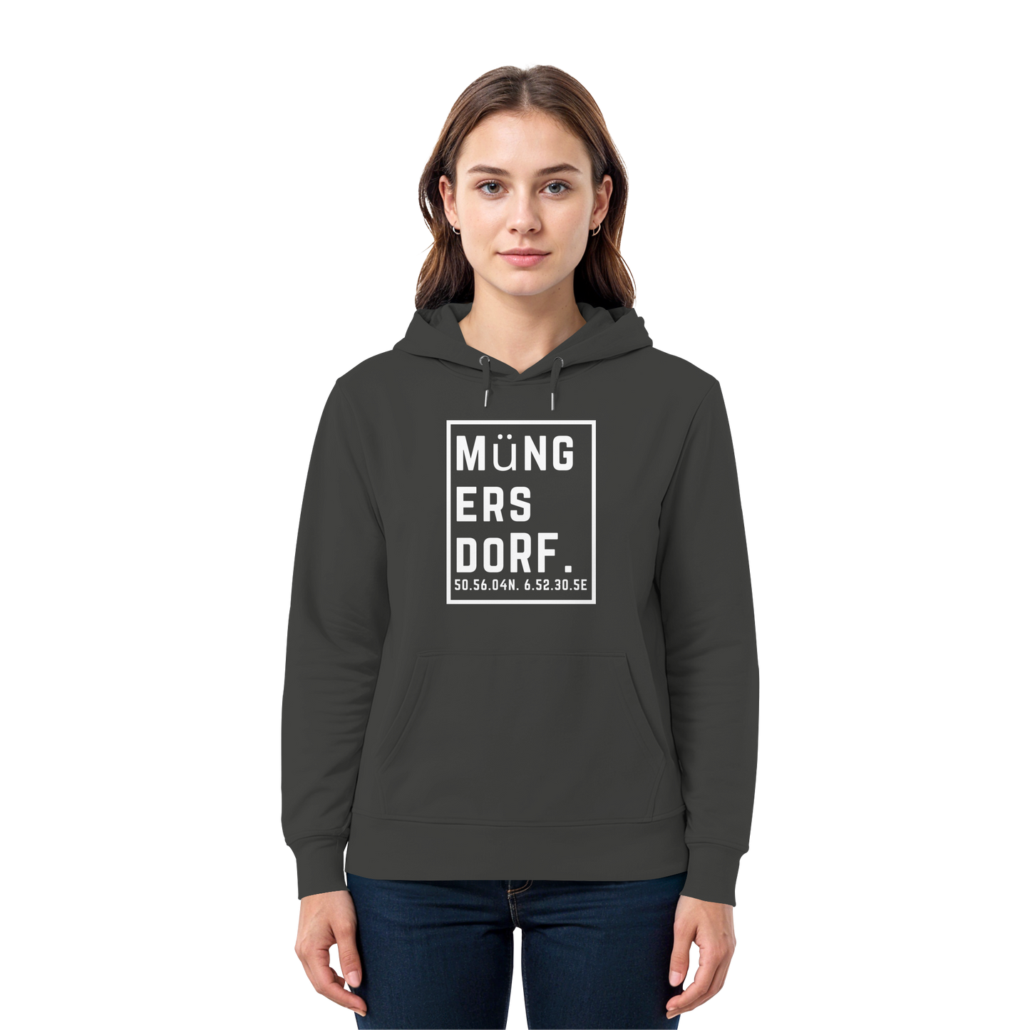 Müngersdorf Koordinaten (großer Druck auf der Brust) - Premium Unisex Hoodie