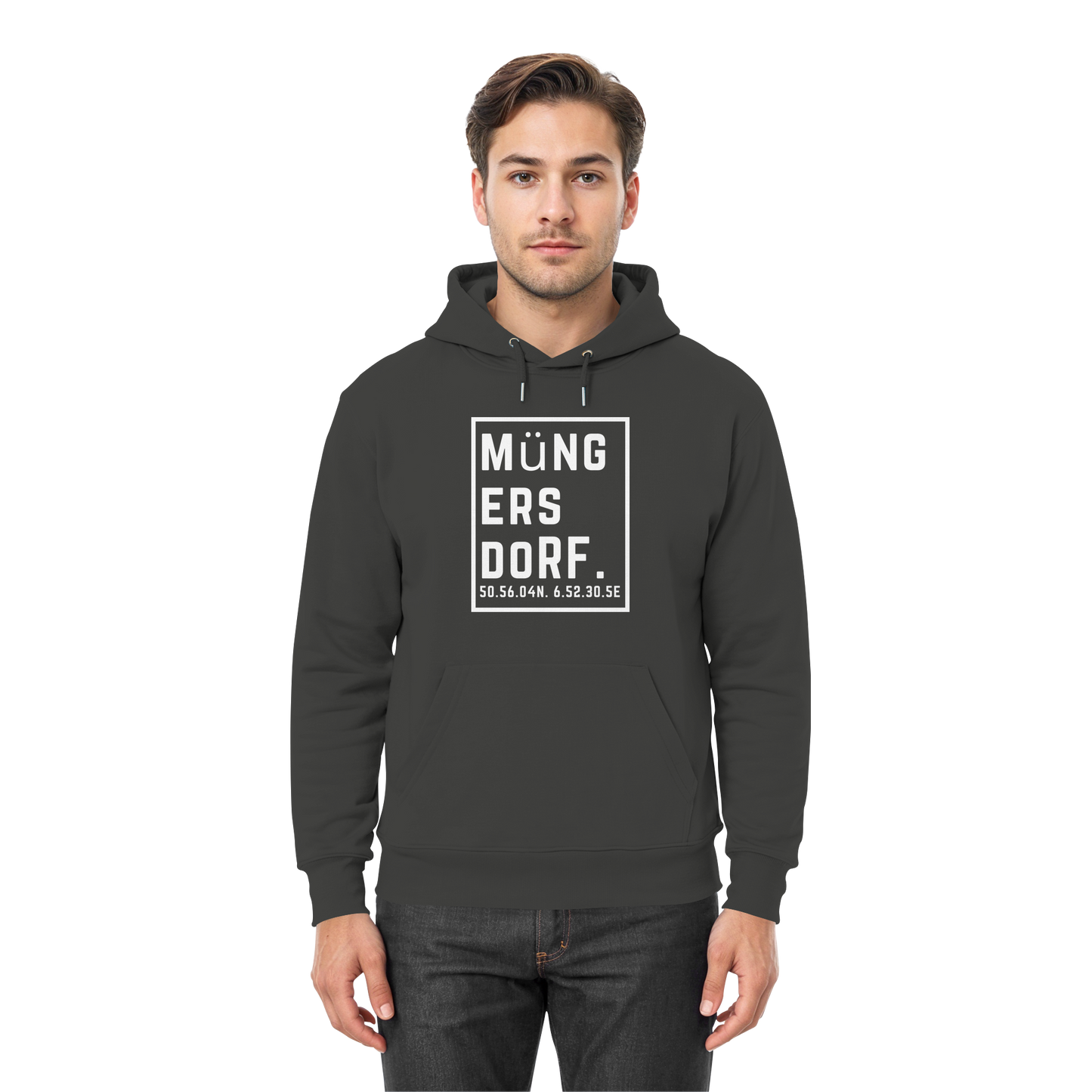 Müngersdorf Koordinaten (großer Druck auf der Brust) - Premium Unisex Hoodie