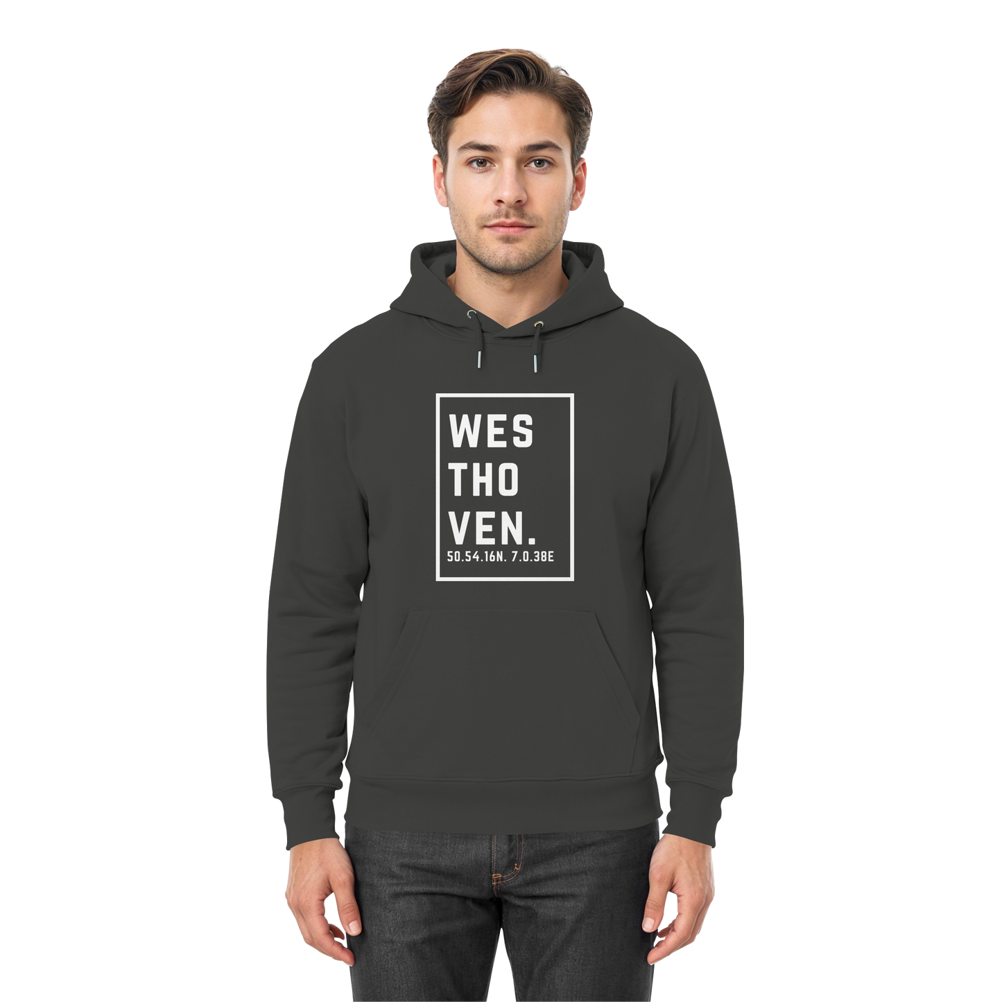 Westhoven Koordinaten (großer Druck auf der Brust) - Premium Unisex Hoodie