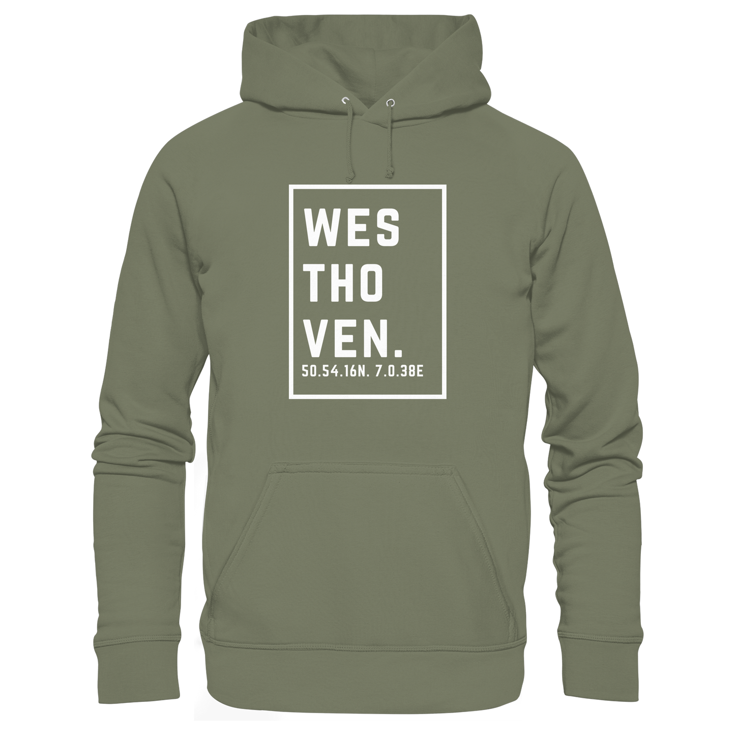 Westhoven Koordinaten (großer Druck auf der Brust) - Premium Unisex Hoodie