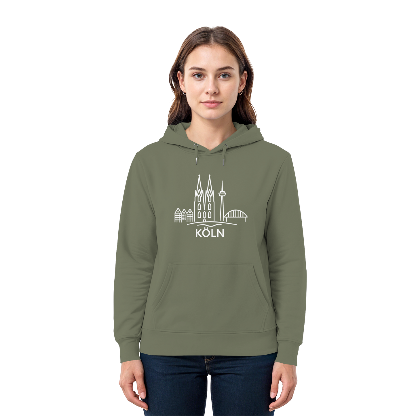 Köln Skyline (großer Druck auf der Brust) - Premium Unisex Hoodie