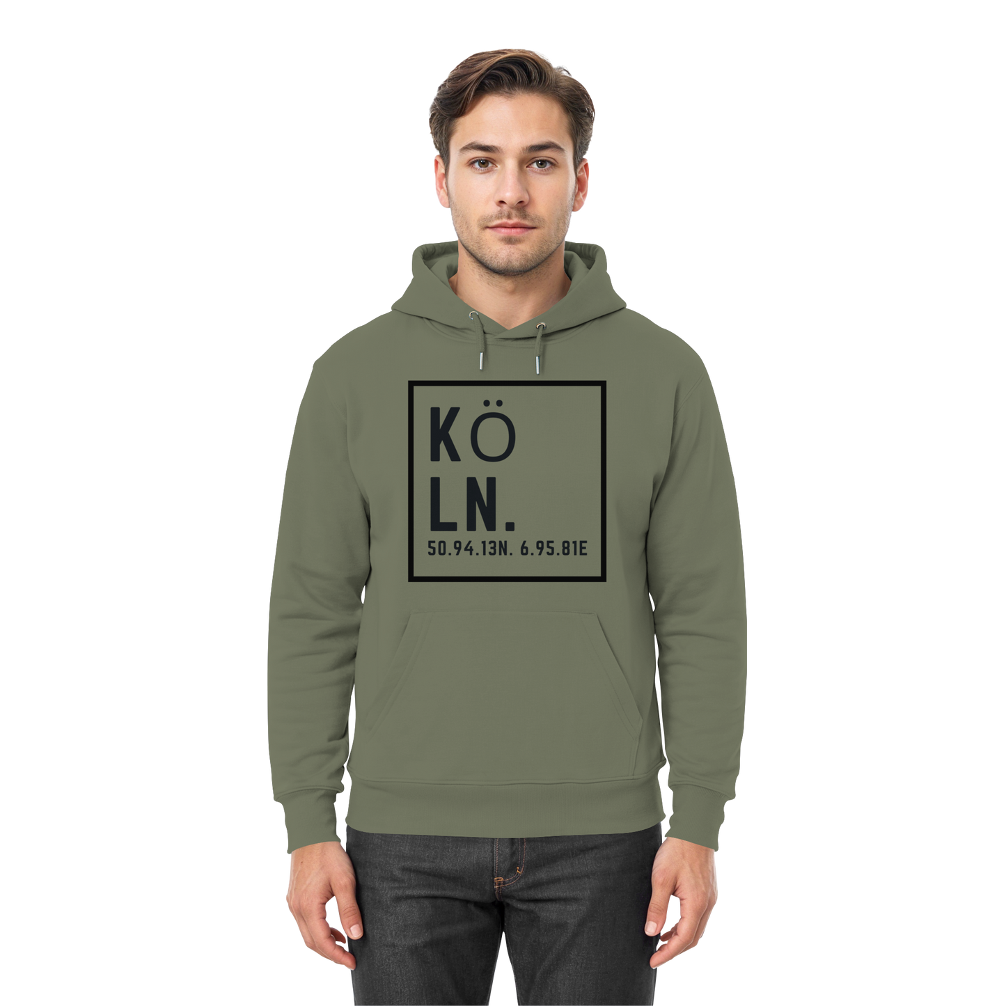 Köln Koordinaten (großer Druck auf der Brust) - Premium Unisex Hoodie