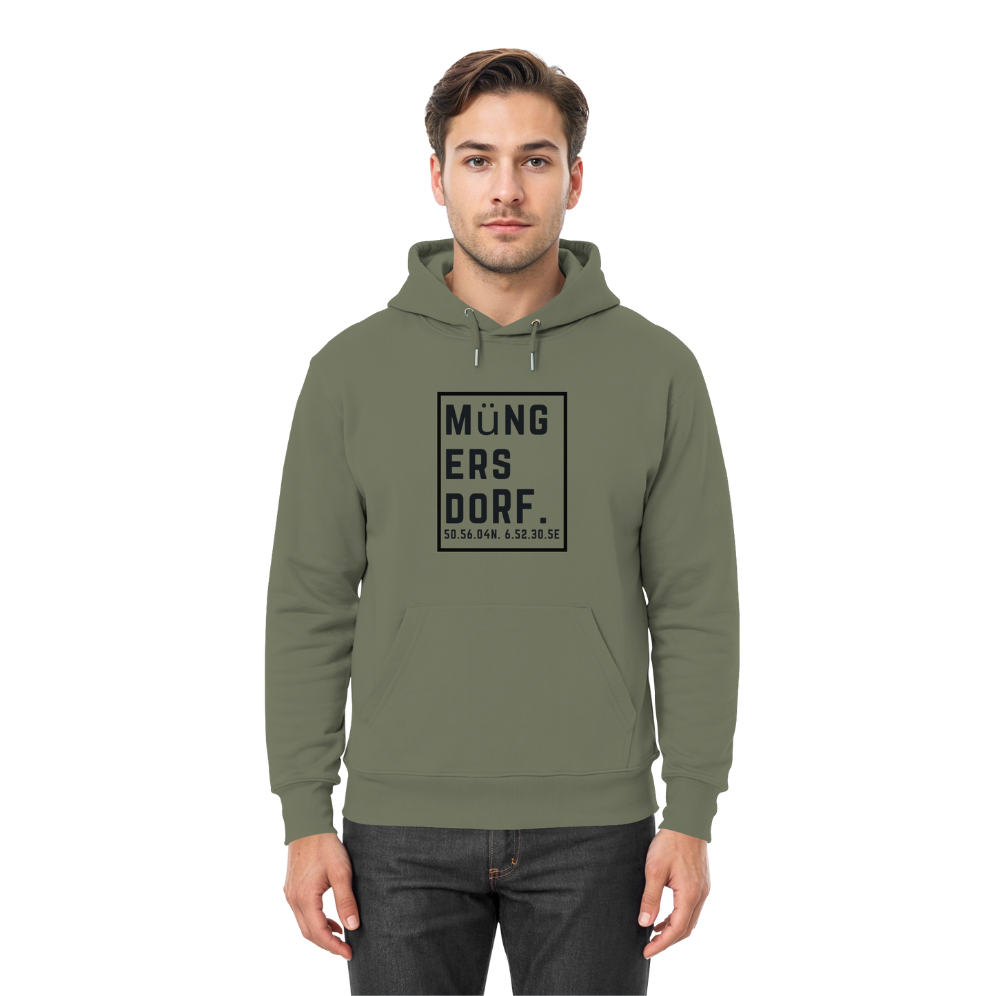 Müngersdorf Koordinaten (großer Druck auf der Brust) - Premium Unisex Hoodie