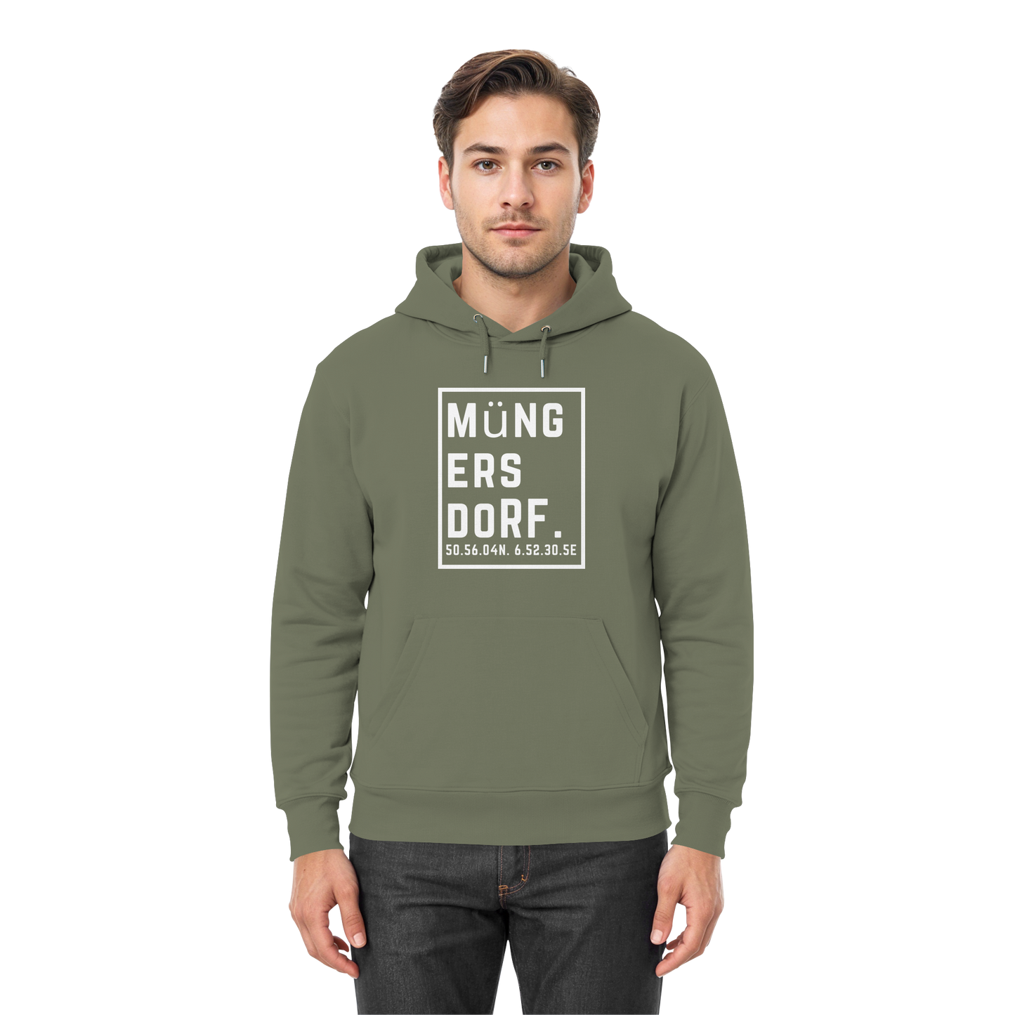 Müngersdorf Koordinaten (großer Druck auf der Brust) - Premium Unisex Hoodie
