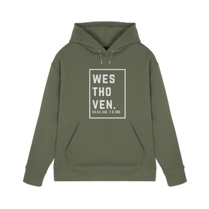 Westhoven Koordinaten (großer Druck auf der Brust) - Premium Unisex Hoodie