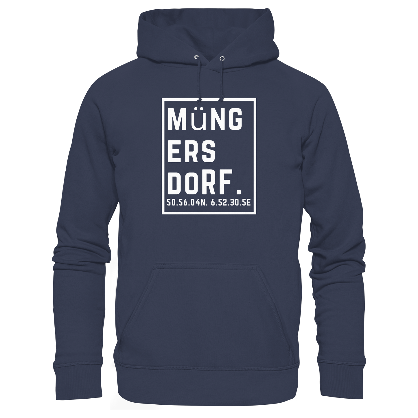 Müngersdorf Koordinaten (großer Druck auf der Brust) - Premium Unisex Hoodie