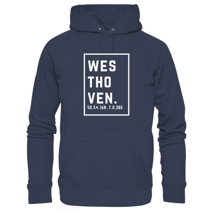 Westhoven Koordinaten (großer Druck auf der Brust) - Premium Unisex Hoodie