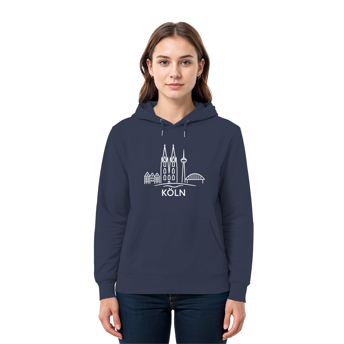 Köln Skyline (großer Druck auf der Brust) - Premium Unisex Hoodie
