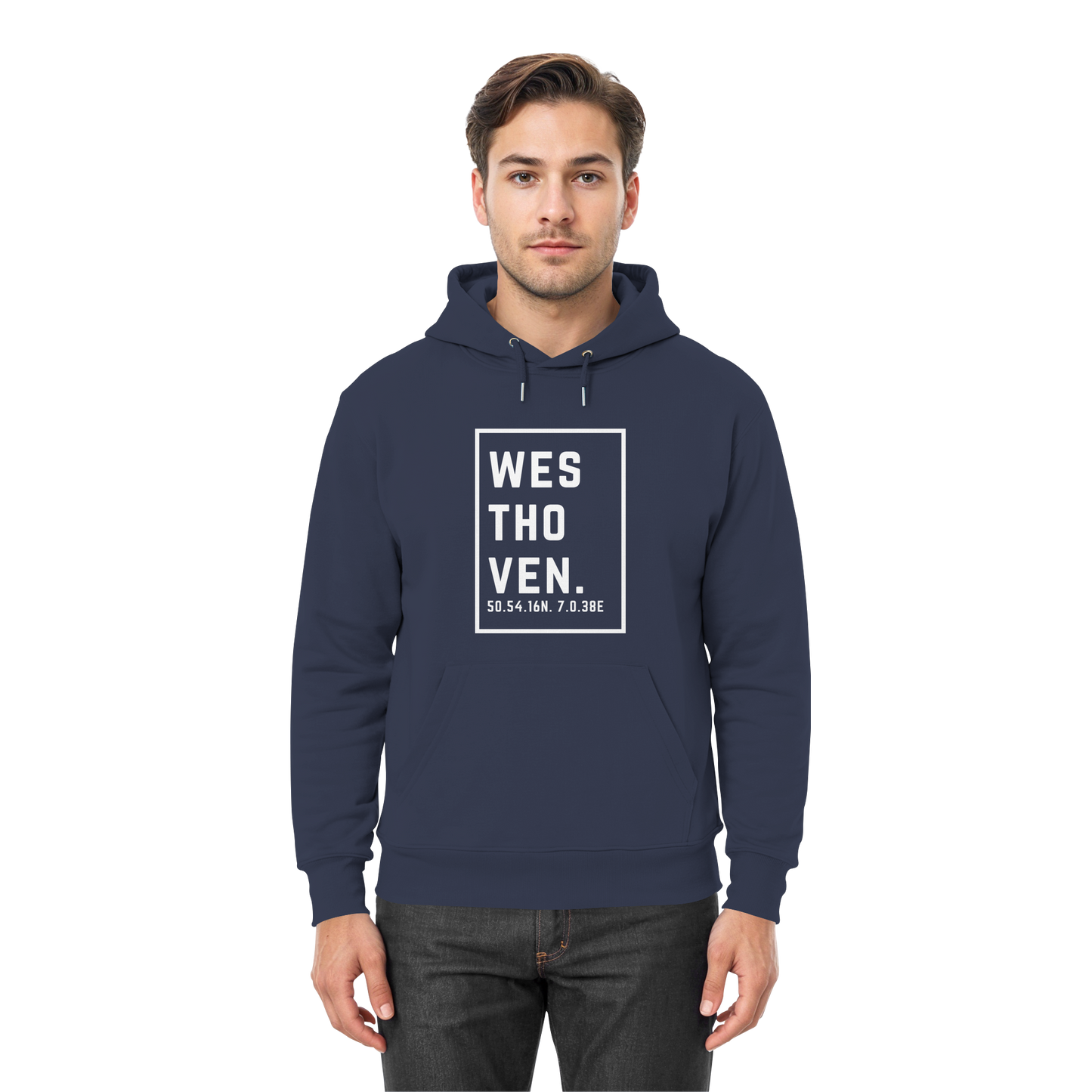 Westhoven Koordinaten (großer Druck auf der Brust) - Premium Unisex Hoodie
