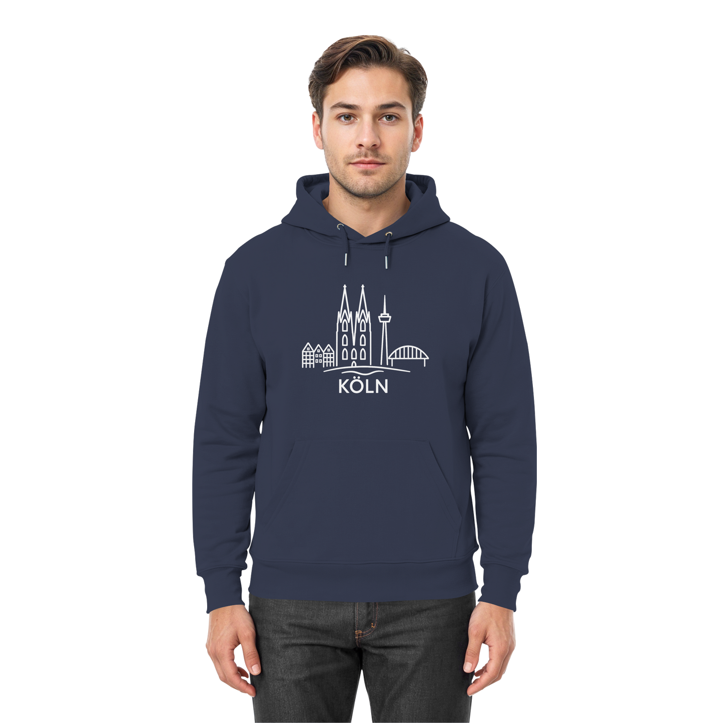 Köln Skyline (großer Druck auf der Brust) - Premium Unisex Hoodie
