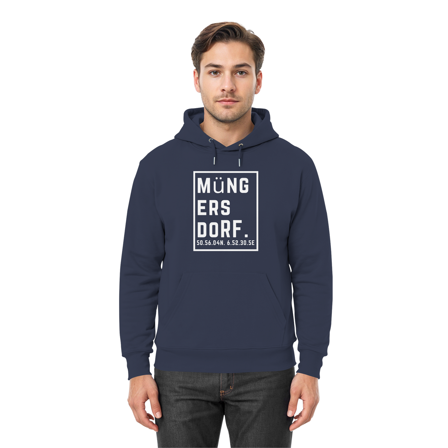 Müngersdorf Koordinaten (großer Druck auf der Brust) - Premium Unisex Hoodie