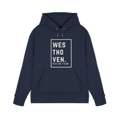 Westhoven Koordinaten (großer Druck auf der Brust) - Premium Unisex Hoodie