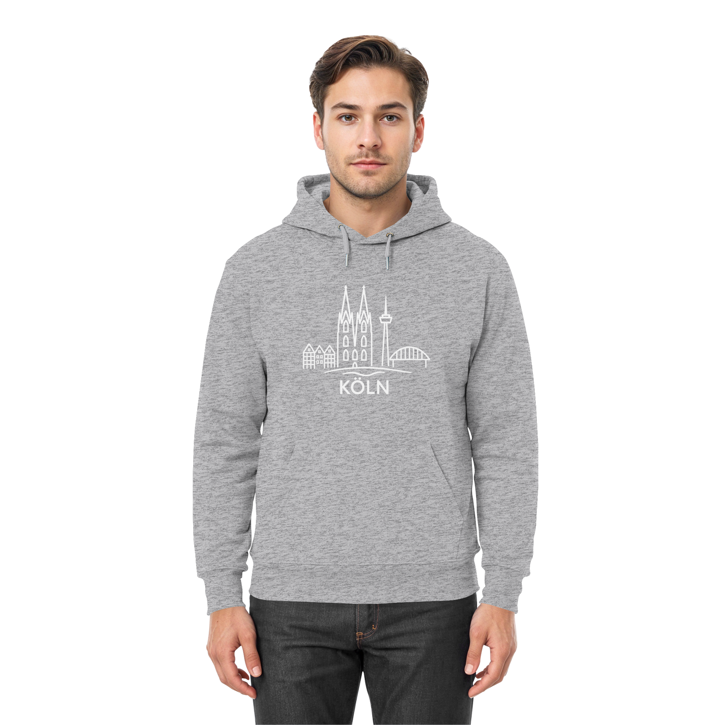 Köln Skyline (großer Druck auf der Brust) - Premium Unisex Hoodie