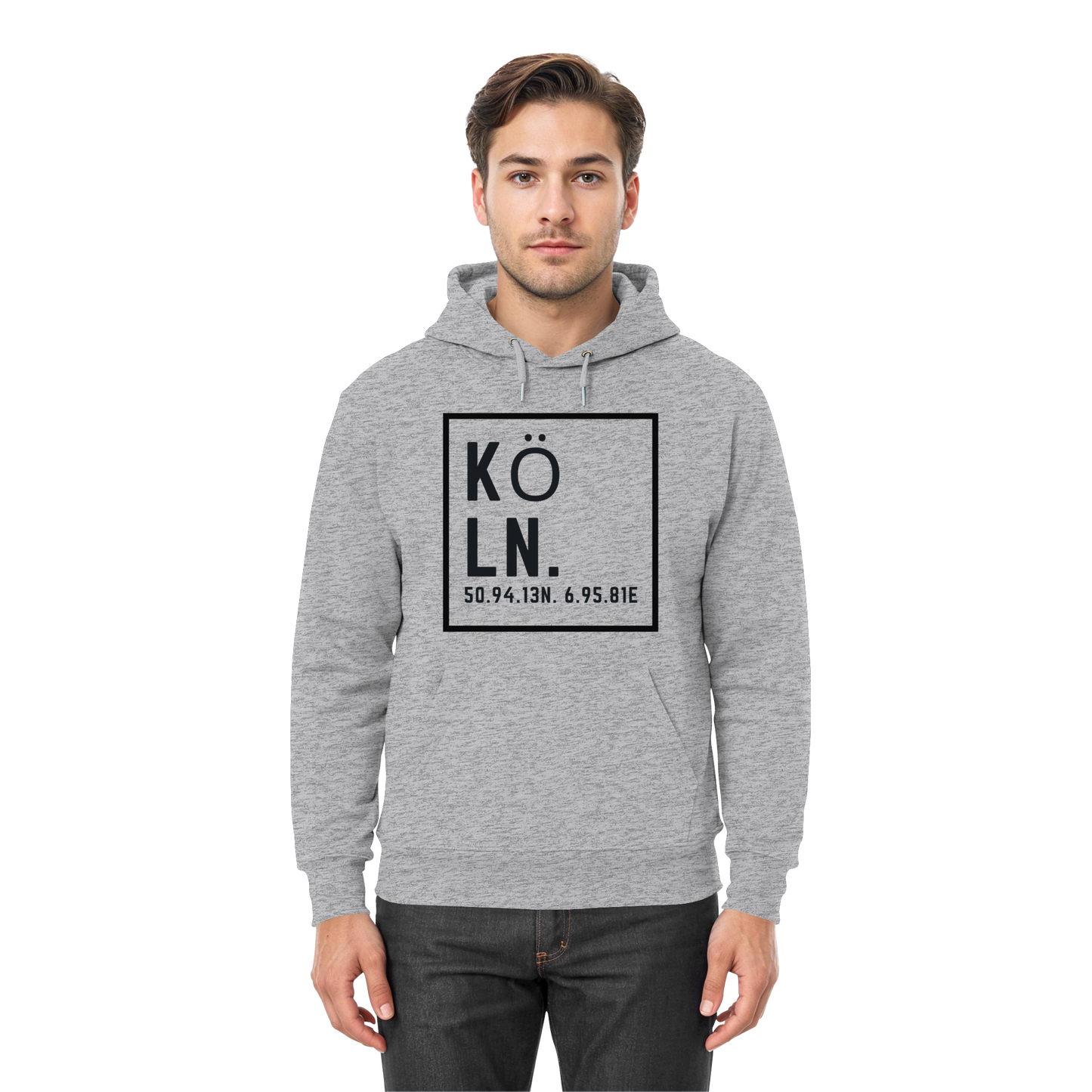 Köln Koordinaten (großer Druck auf der Brust) - Premium Unisex Hoodie