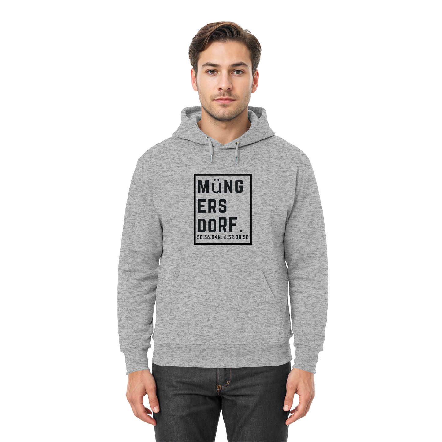 Müngersdorf Koordinaten (großer Druck auf der Brust) - Premium Unisex Hoodie