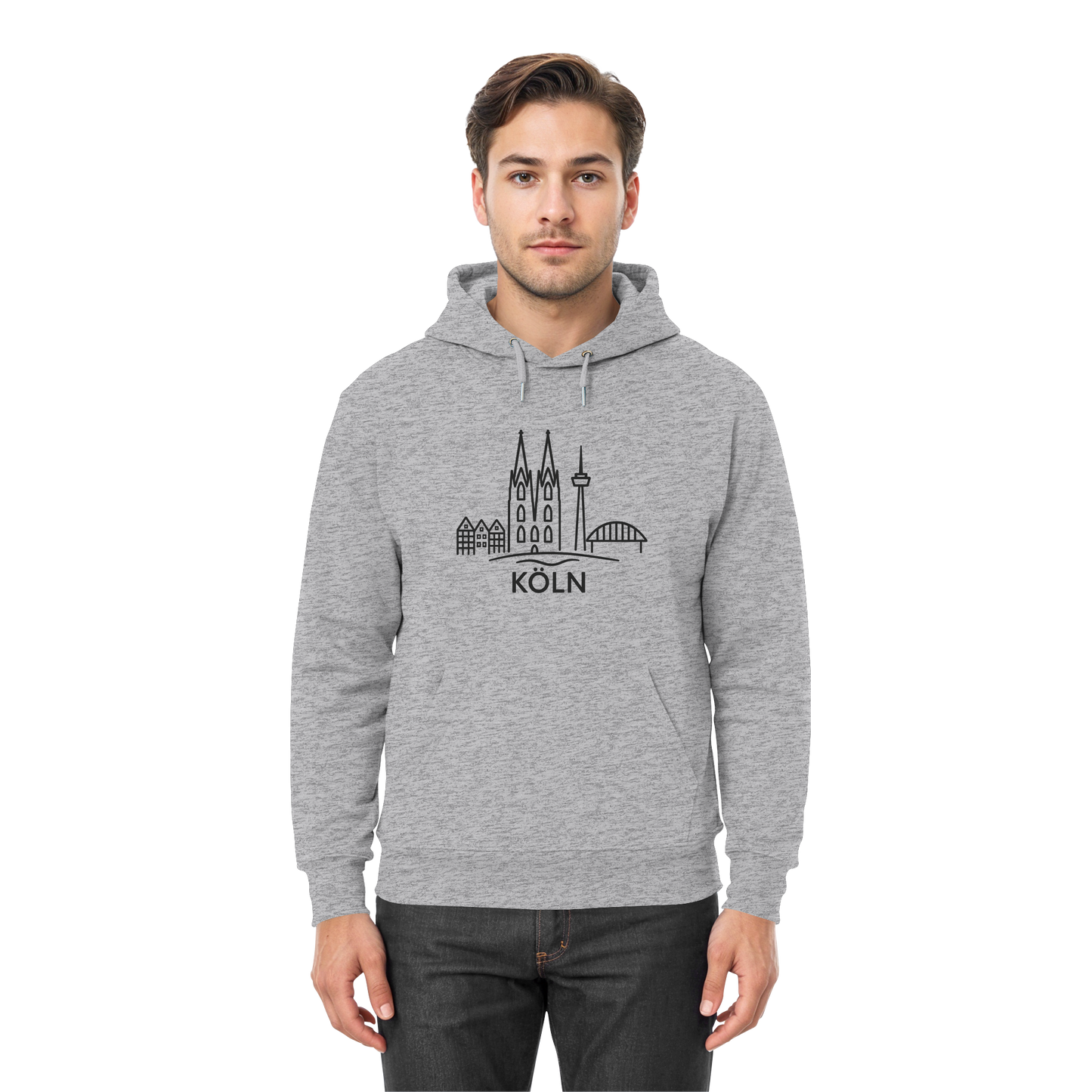 Köln Skyline (großer Druck auf der Brust) - Premium Unisex Hoodie