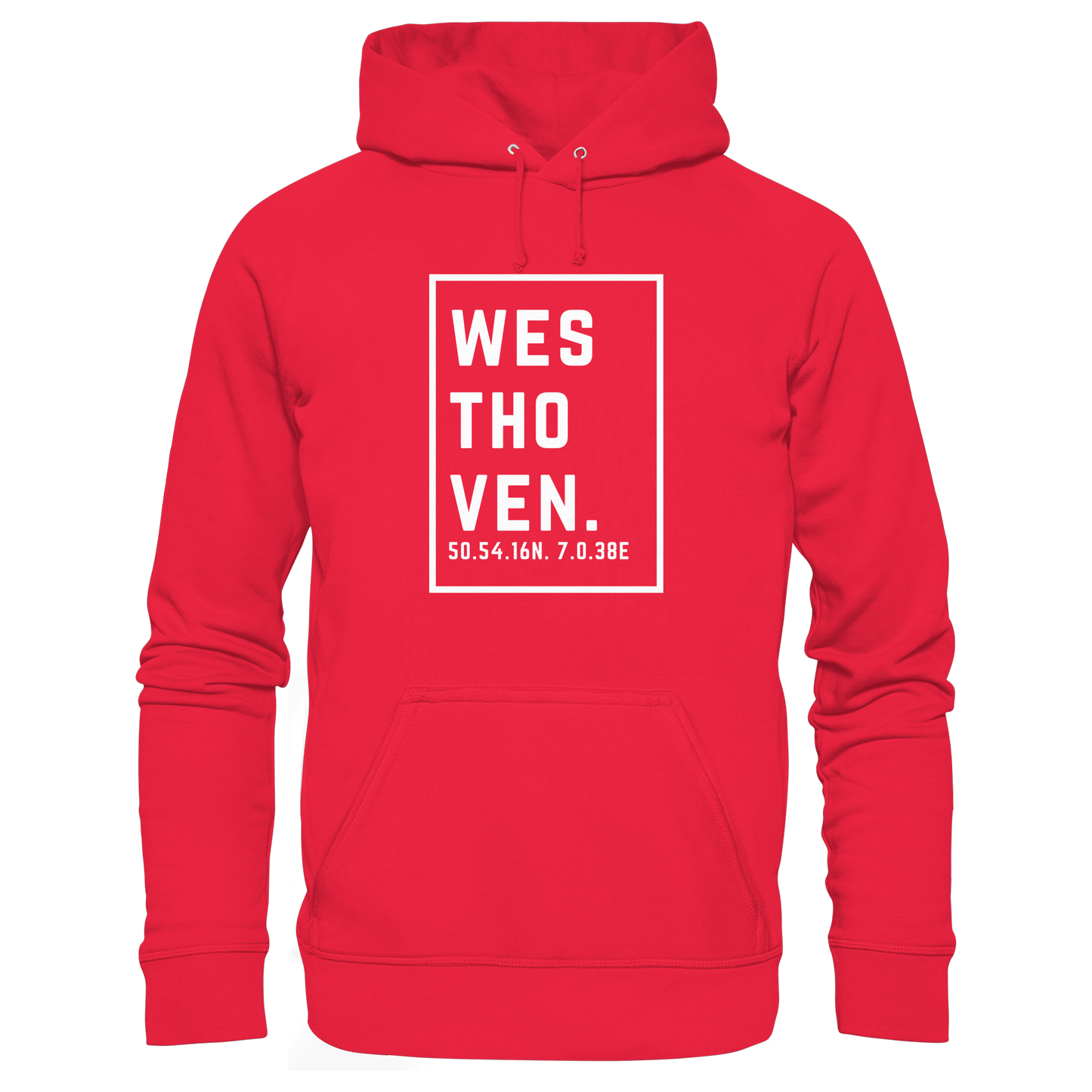 Westhoven Koordinaten (großer Druck auf der Brust) - Premium Unisex Hoodie