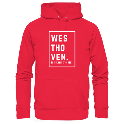 Westhoven Koordinaten (großer Druck auf der Brust) - Premium Unisex Hoodie