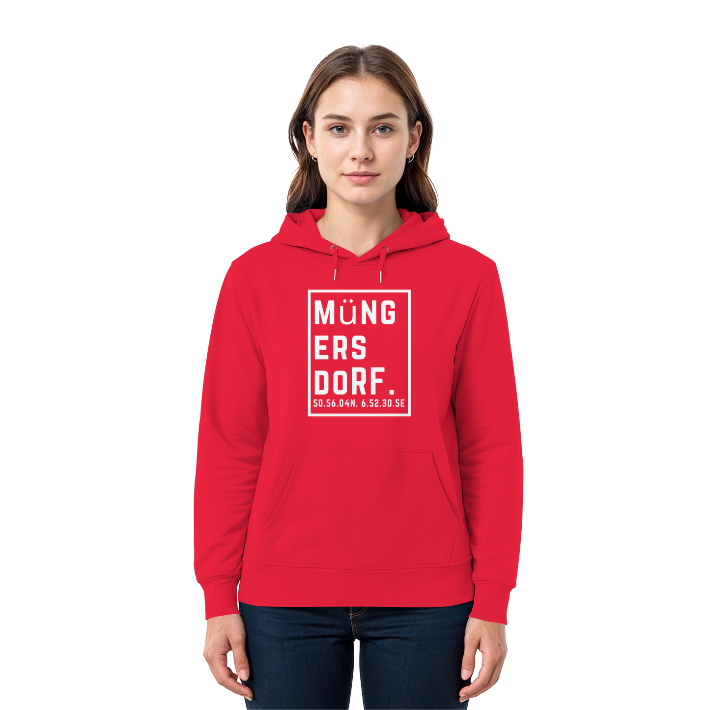 Müngersdorf Koordinaten (großer Druck auf der Brust) - Premium Unisex Hoodie