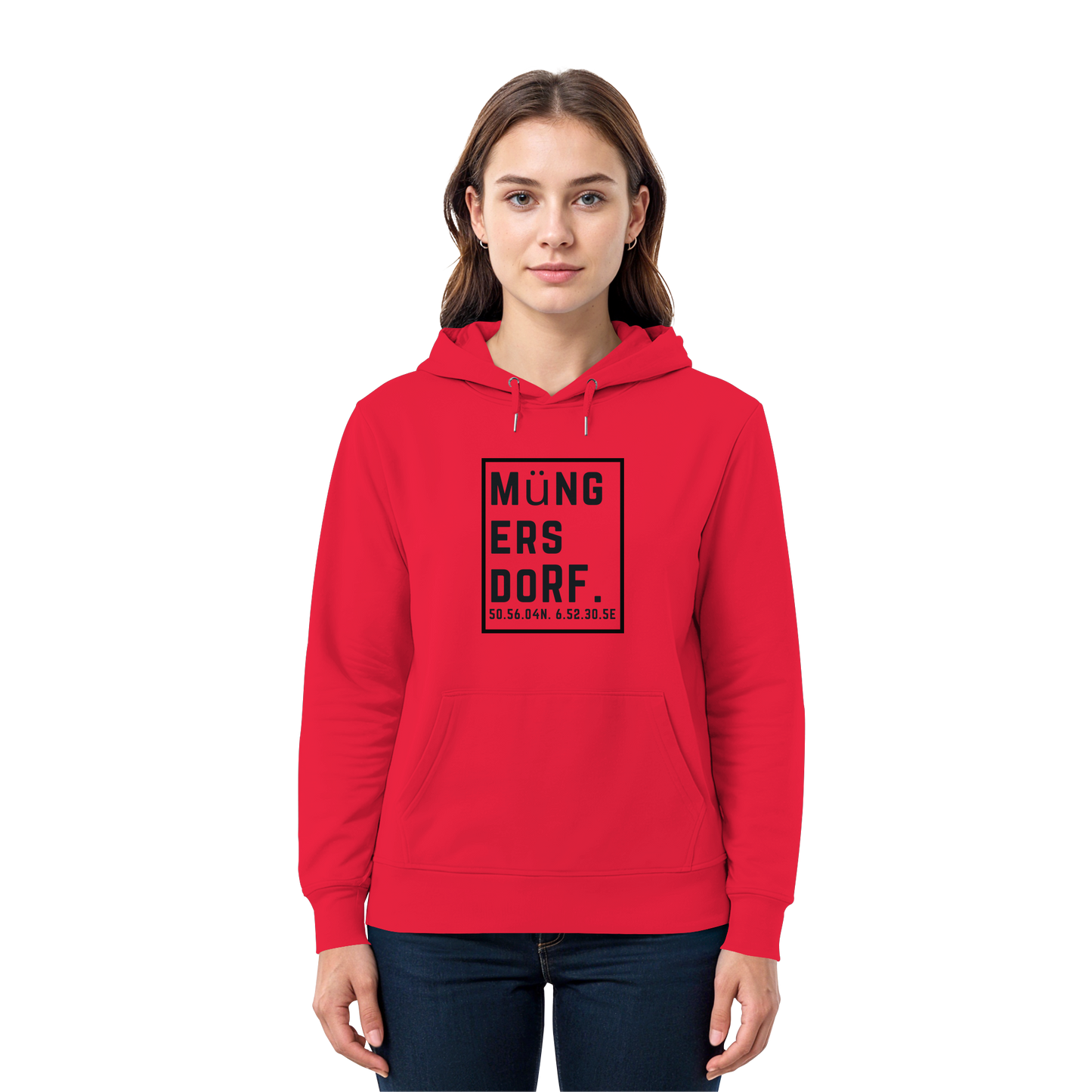 Müngersdorf Koordinaten (großer Druck auf der Brust) - Premium Unisex Hoodie