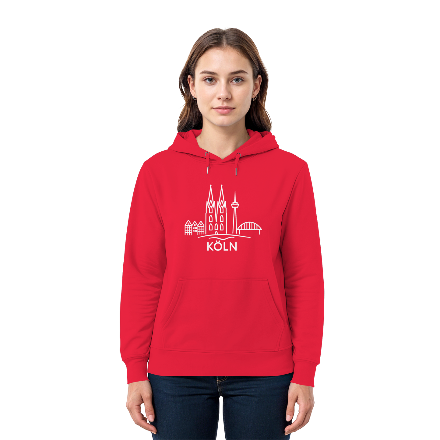 Köln Skyline (großer Druck auf der Brust) - Premium Unisex Hoodie