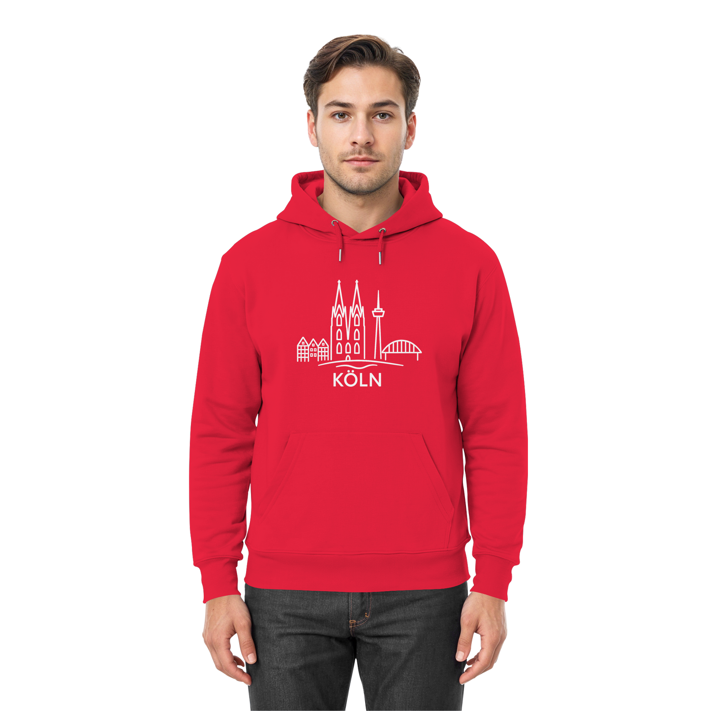 Köln Skyline (großer Druck auf der Brust) - Premium Unisex Hoodie