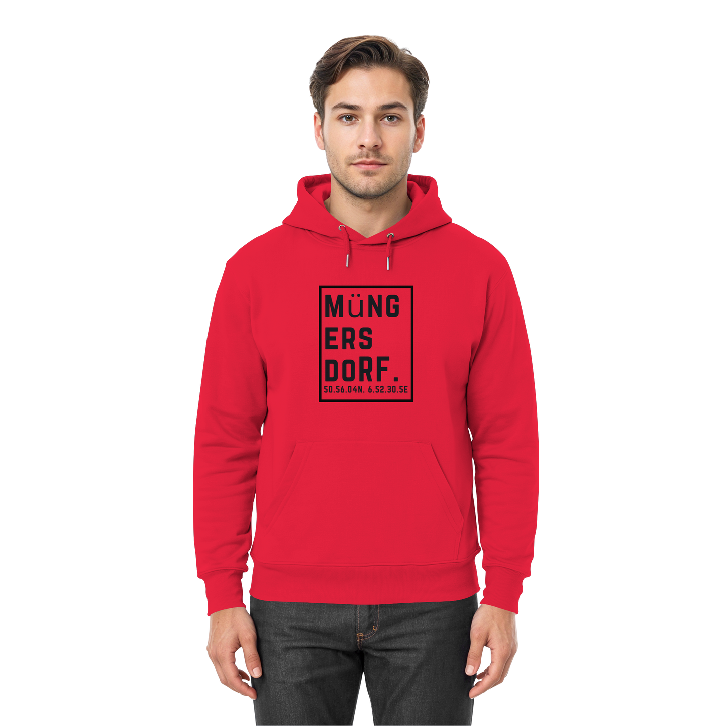 Müngersdorf Koordinaten (großer Druck auf der Brust) - Premium Unisex Hoodie