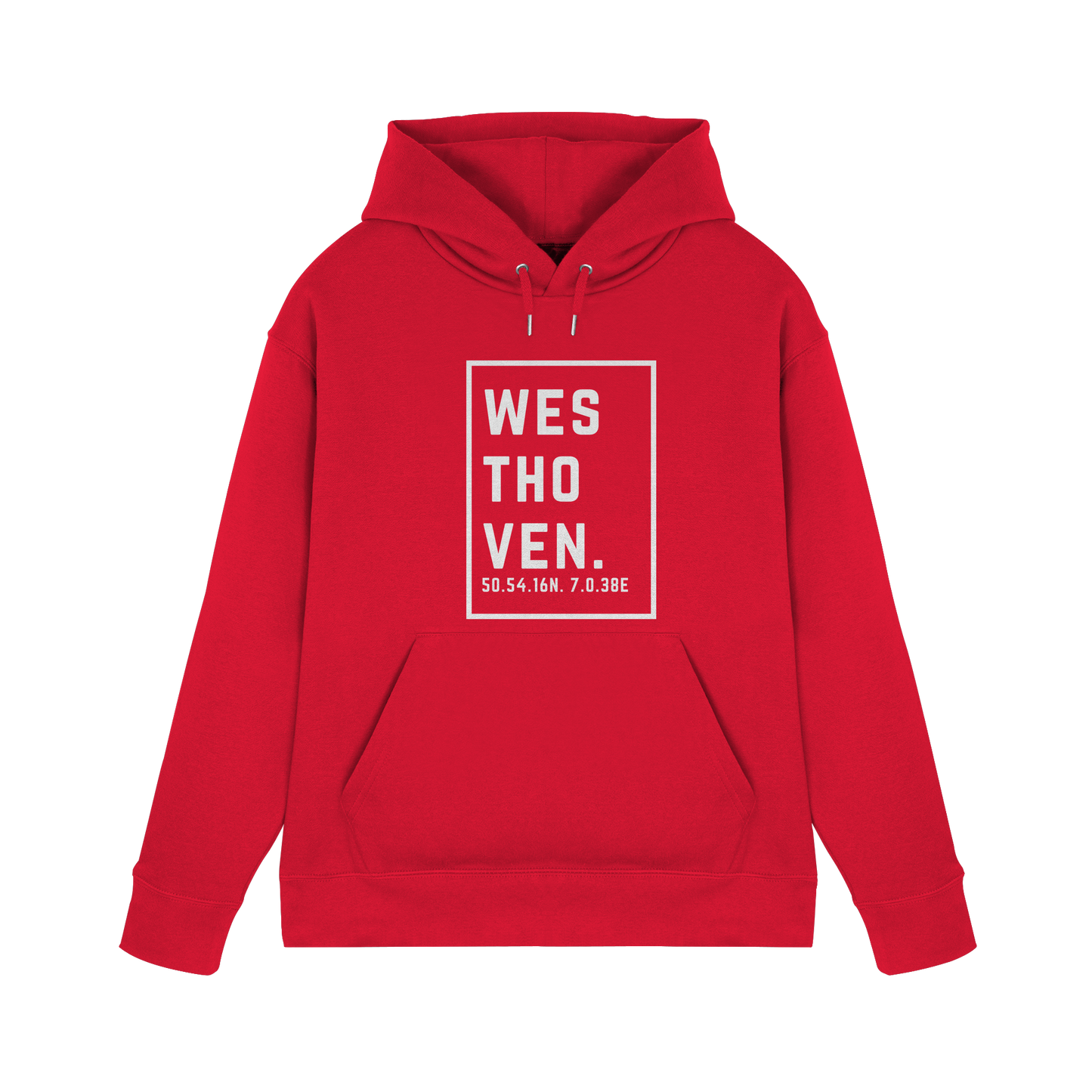 Westhoven Koordinaten (großer Druck auf der Brust) - Premium Unisex Hoodie