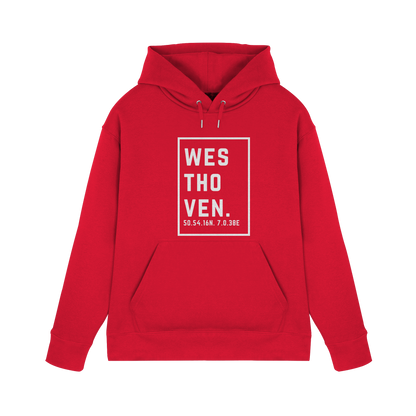 Westhoven Koordinaten (großer Druck auf der Brust) - Premium Unisex Hoodie
