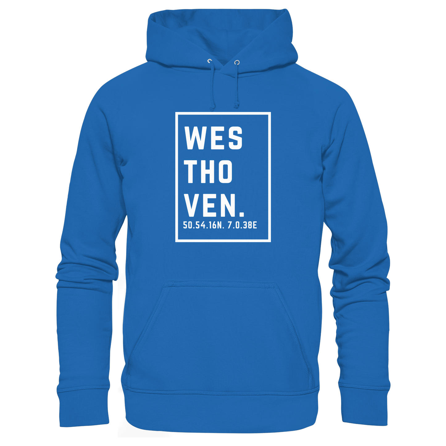 Westhoven Koordinaten (großer Druck auf der Brust) - Premium Unisex Hoodie