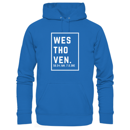 Westhoven Koordinaten (großer Druck auf der Brust) - Premium Unisex Hoodie