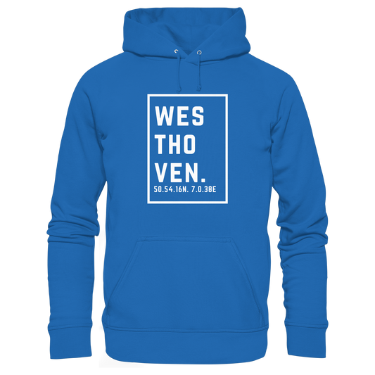 Westhoven Koordinaten (großer Druck auf der Brust) - Premium Unisex Hoodie