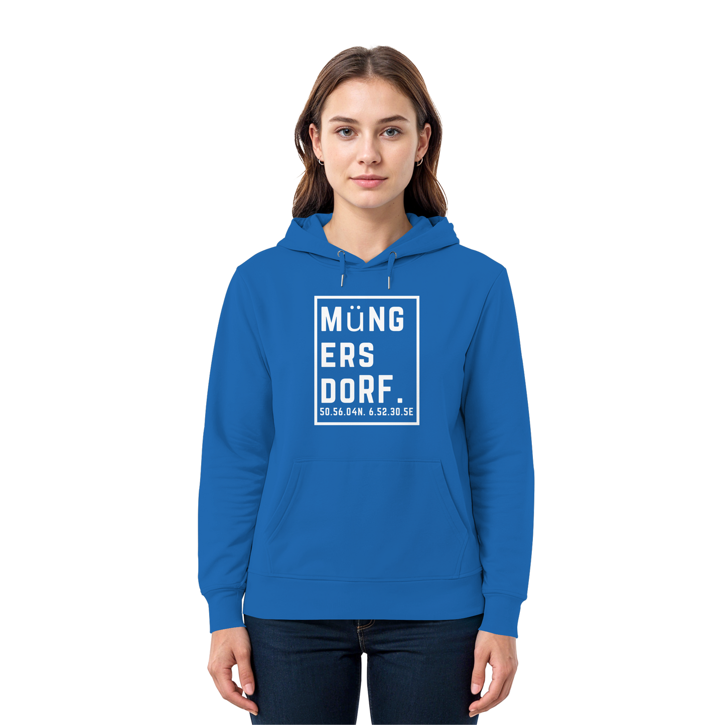 Müngersdorf Koordinaten (großer Druck auf der Brust) - Premium Unisex Hoodie