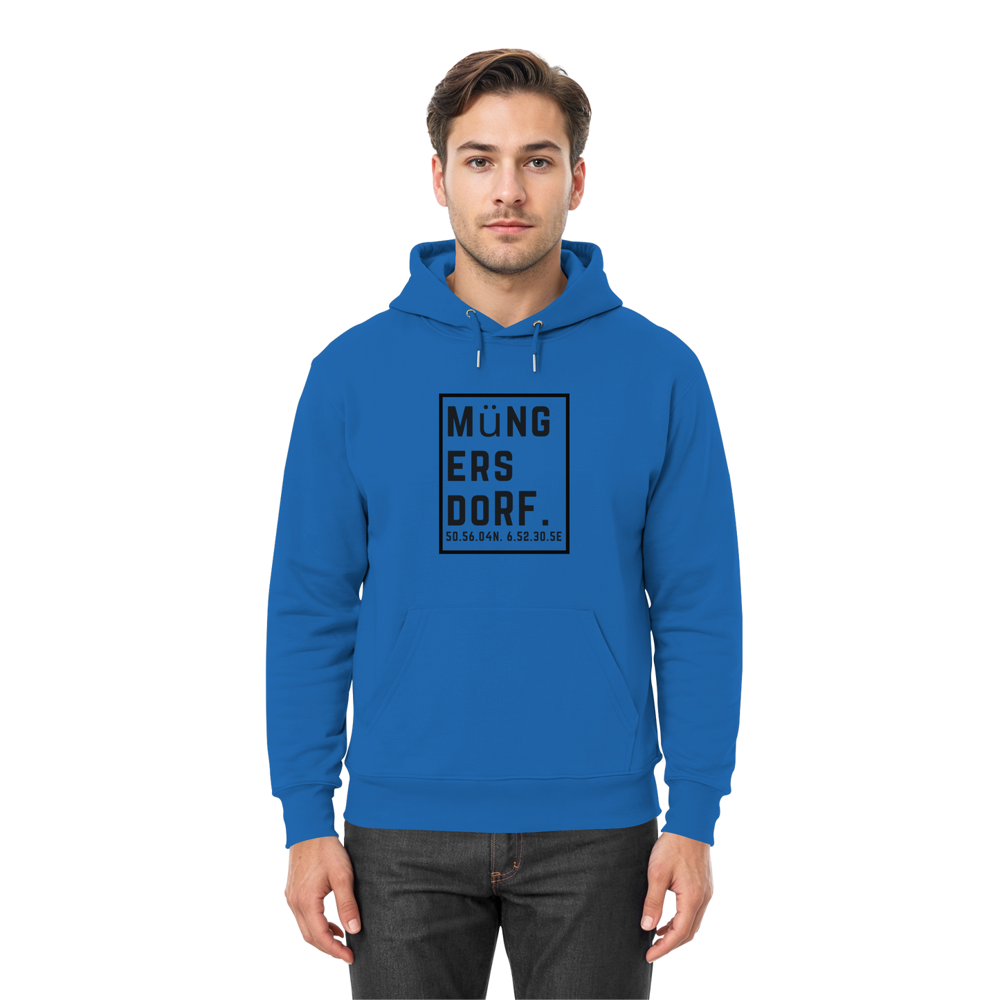 Müngersdorf Koordinaten (großer Druck auf der Brust) - Premium Unisex Hoodie