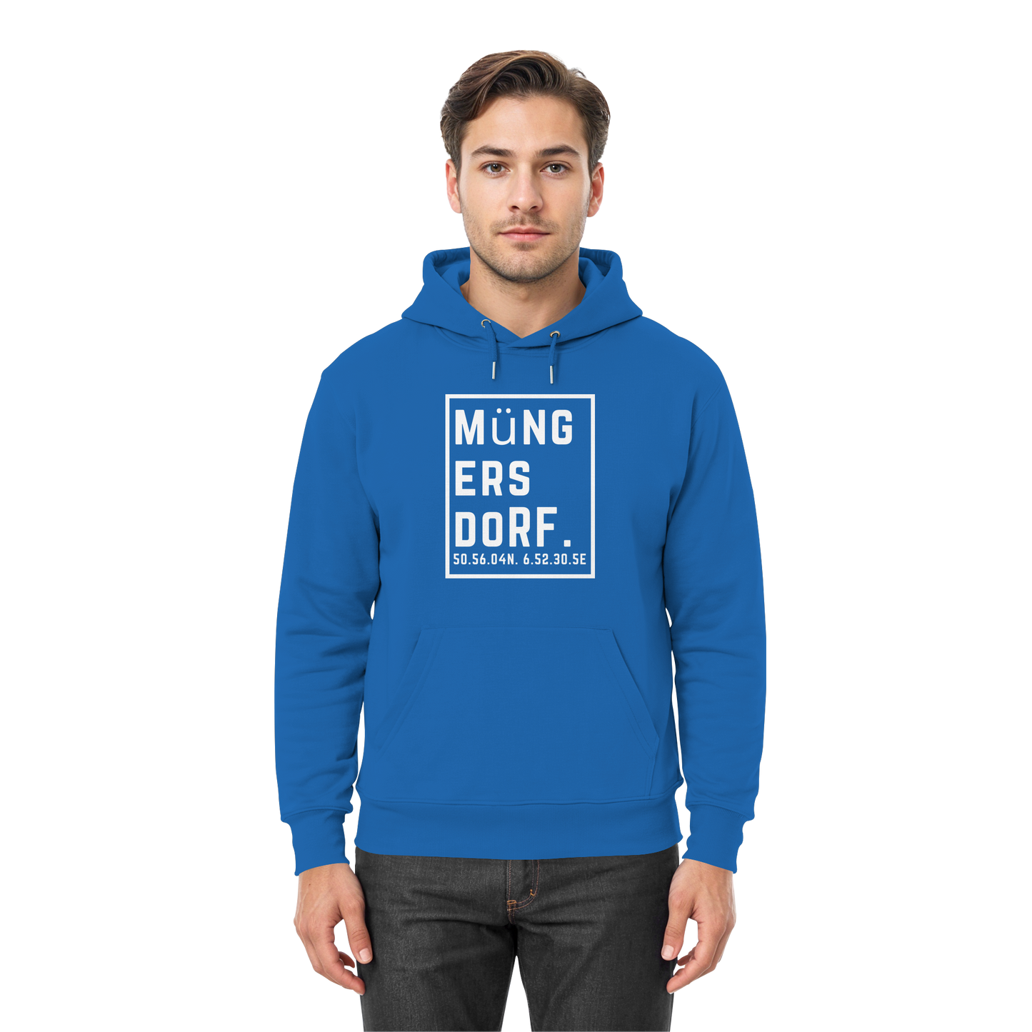 Müngersdorf Koordinaten (großer Druck auf der Brust) - Premium Unisex Hoodie