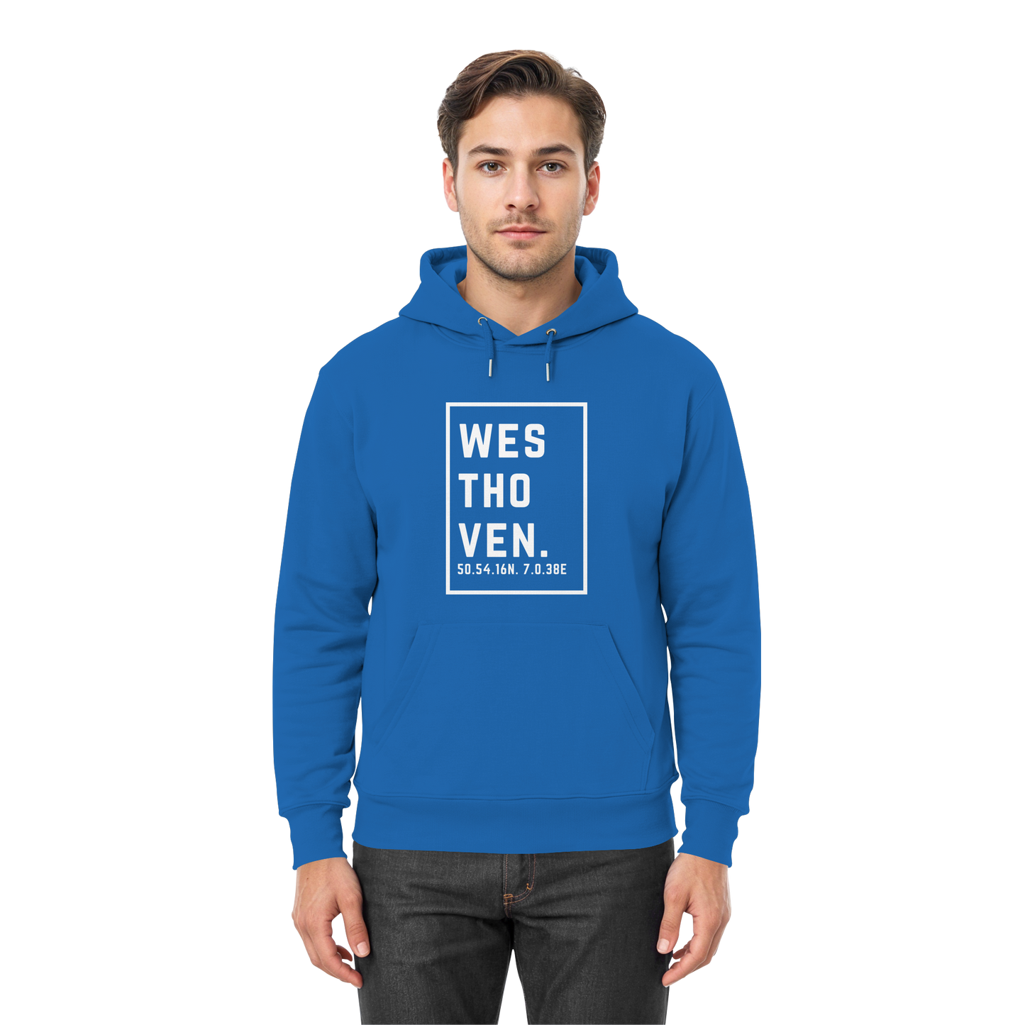 Westhoven Koordinaten (großer Druck auf der Brust) - Premium Unisex Hoodie