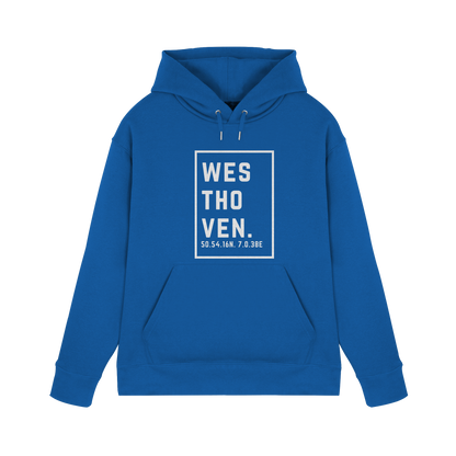 Westhoven Koordinaten (großer Druck auf der Brust) - Premium Unisex Hoodie