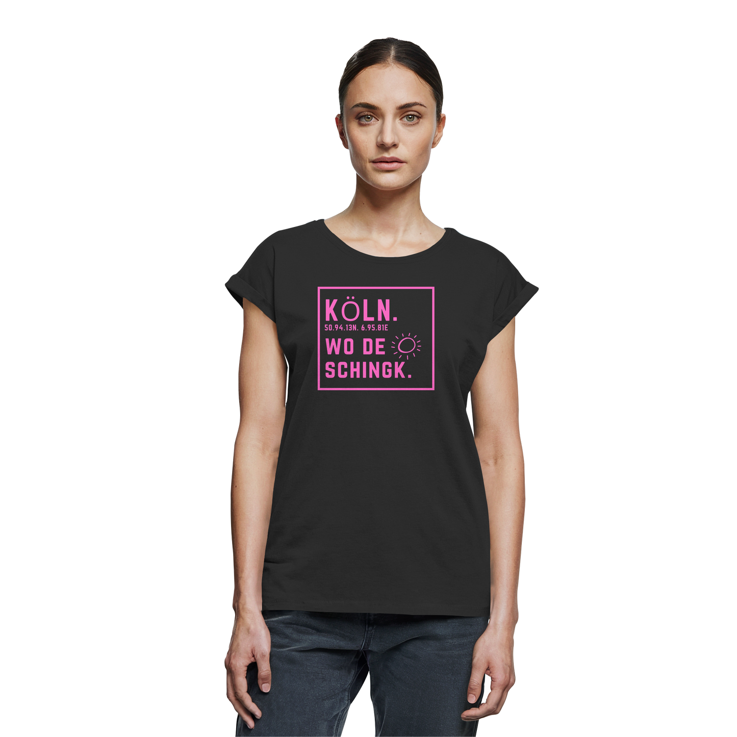 Wo de Sonn schingk - Köln Druck  - Womens Extended Shoulder T-Shirt