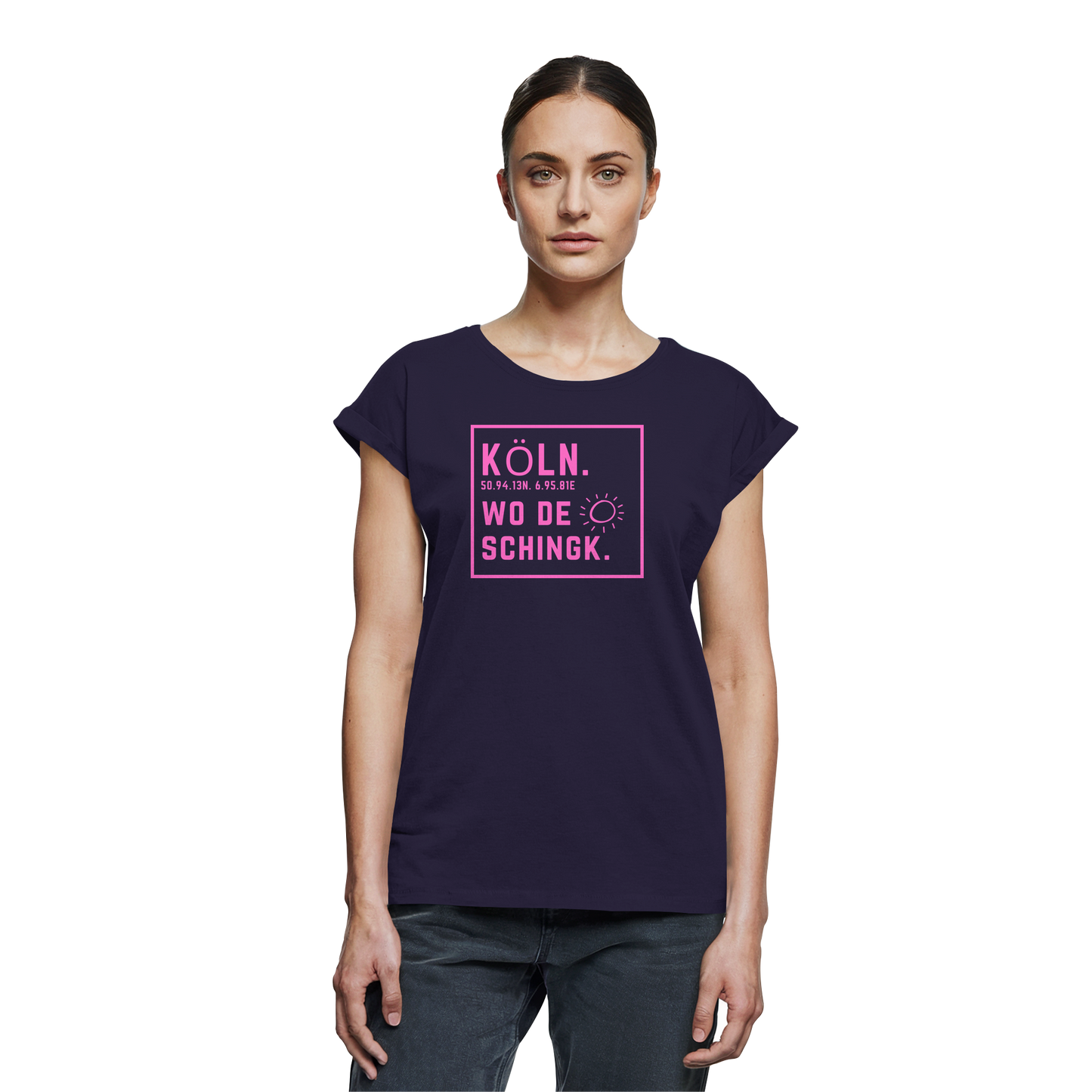 Wo de Sonn schingk - Köln Druck  - Womens Extended Shoulder T-Shirt