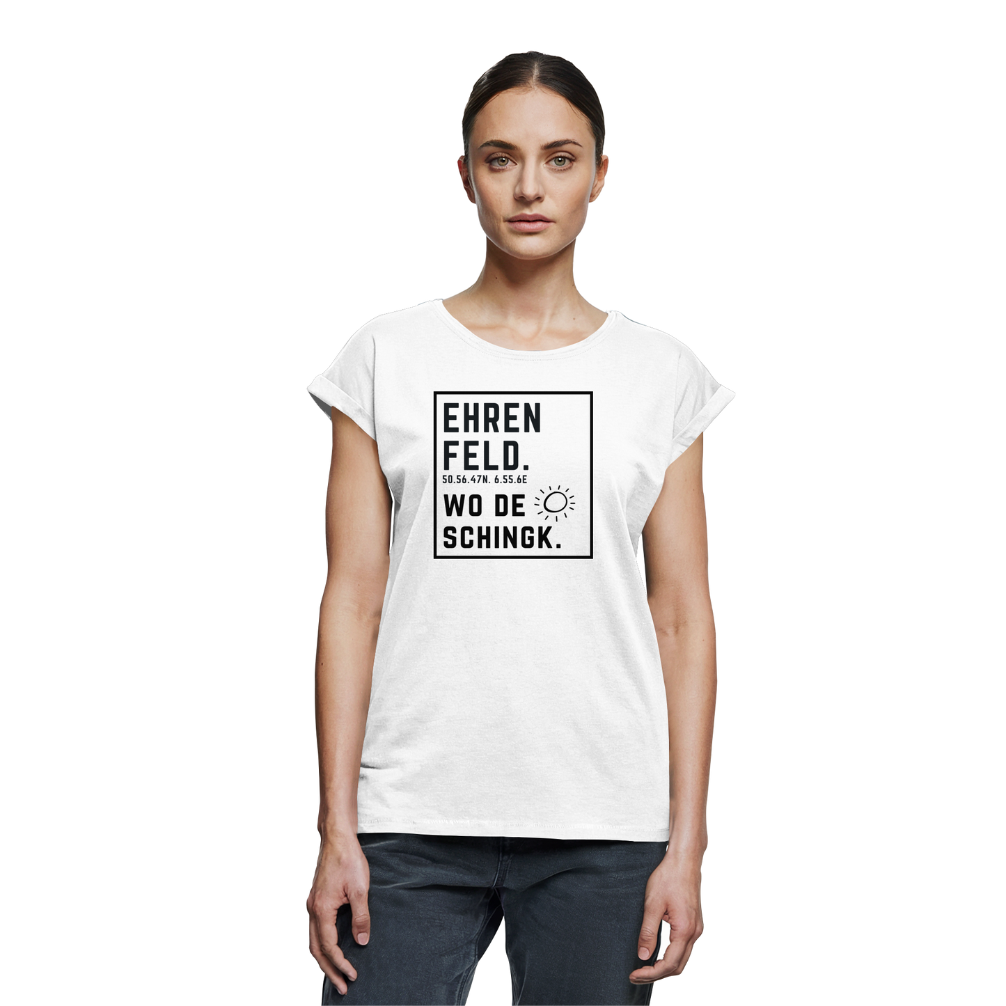 Wo de Sonn schingk - Ehrenfeld Druck  - Womens Extended Shoulder T-Shirt