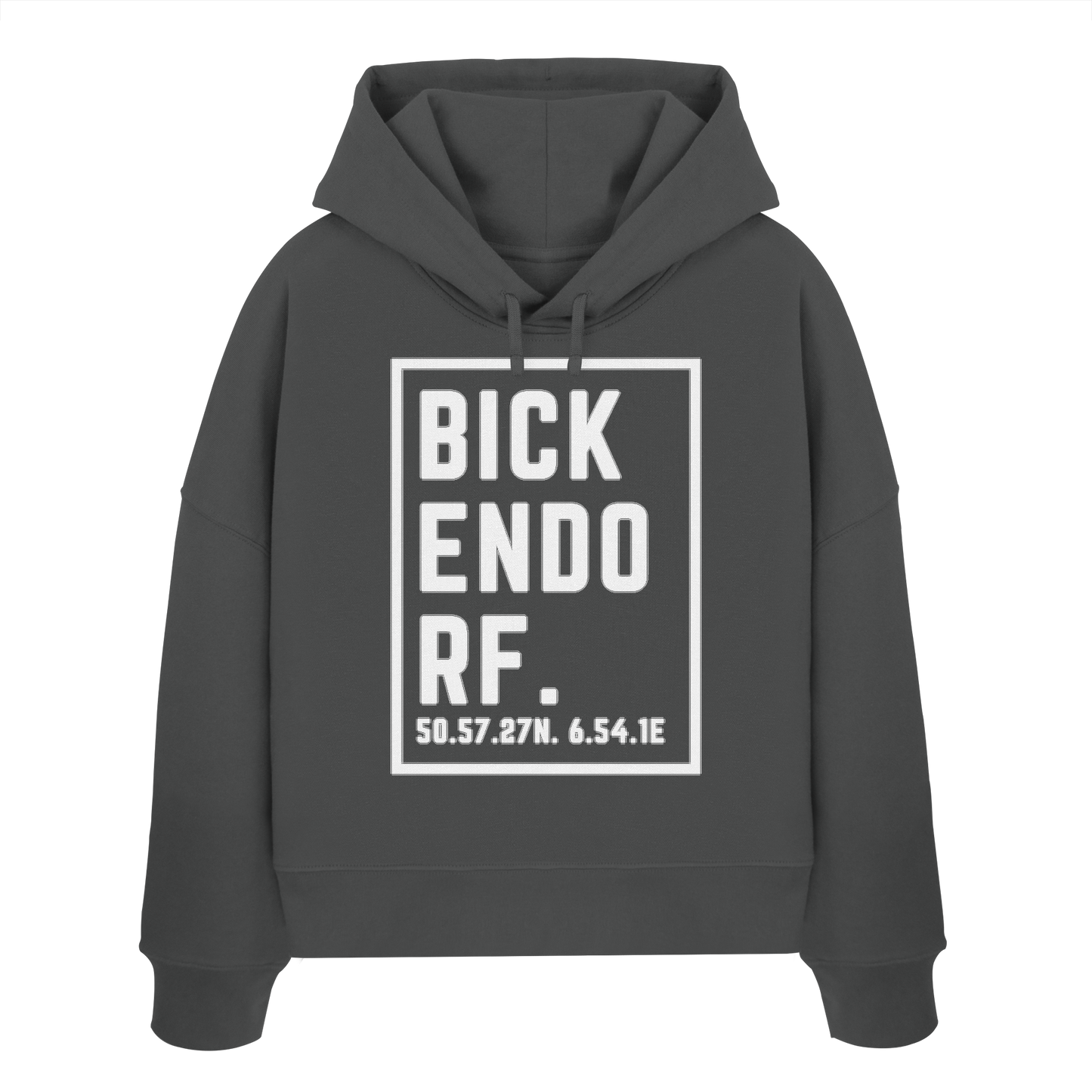 Bickendorf Koordinaten (großer Druck auf der Brust) - Womens Organic Boxcut Hoodie