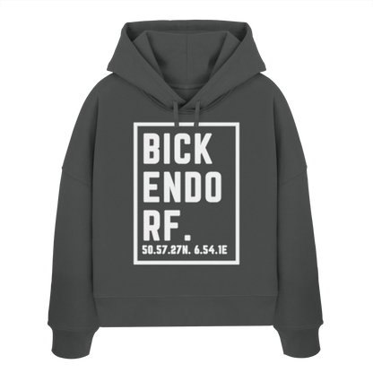 Bickendorf Koordinaten (großer Druck auf der Brust) - Womens Organic Boxcut Hoodie