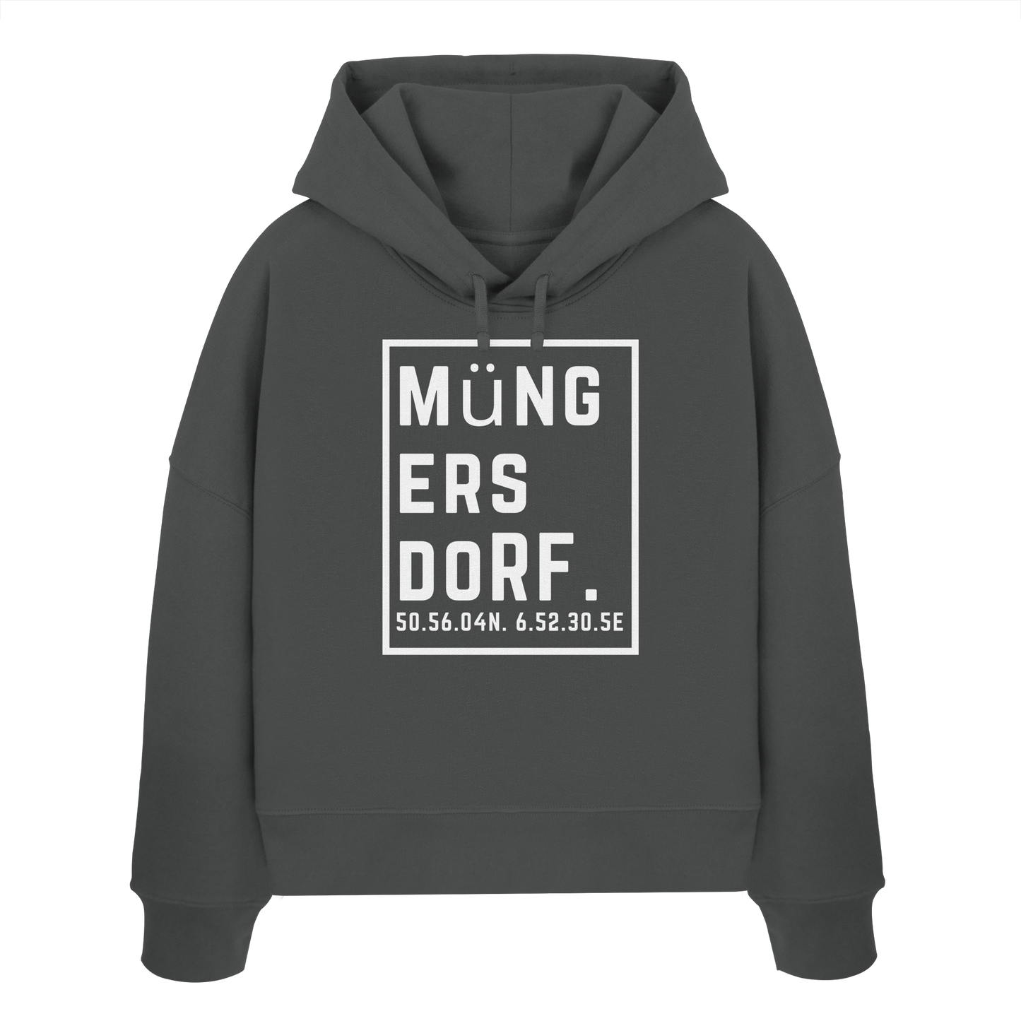 Müngersdorf Koordinaten (großer Druck auf der Brust) - Womens Organic Boxcut Hoodie