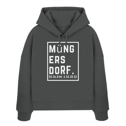 Müngersdorf Koordinaten (großer Druck auf der Brust) - Womens Organic Boxcut Hoodie