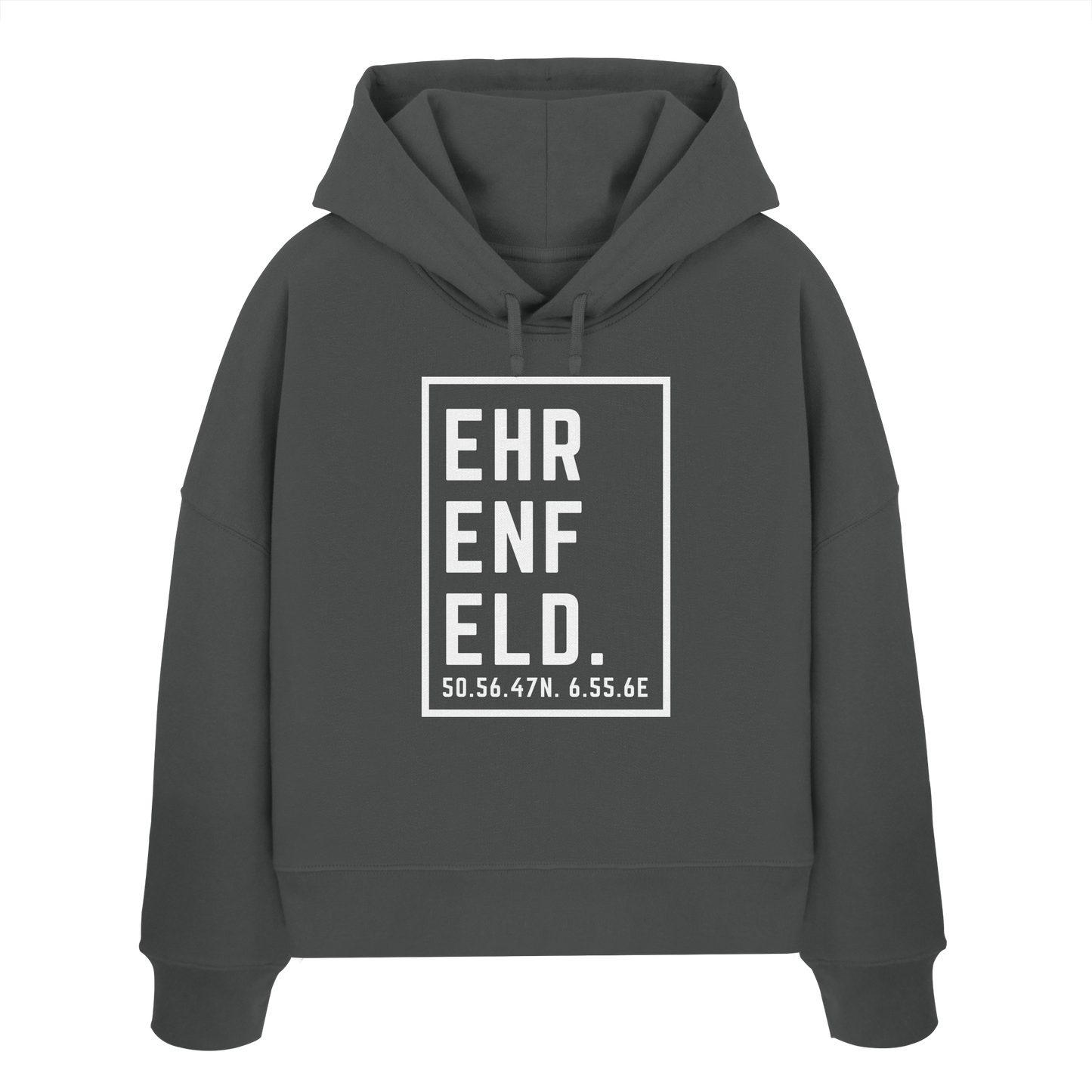 Ehrenfeld Koordinaten (großer Druck auf der Brust) - Womens Organic Boxcut Hoodie