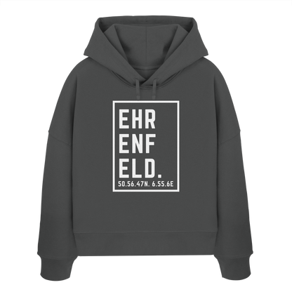 Ehrenfeld Koordinaten (großer Druck auf der Brust) - Womens Organic Boxcut Hoodie