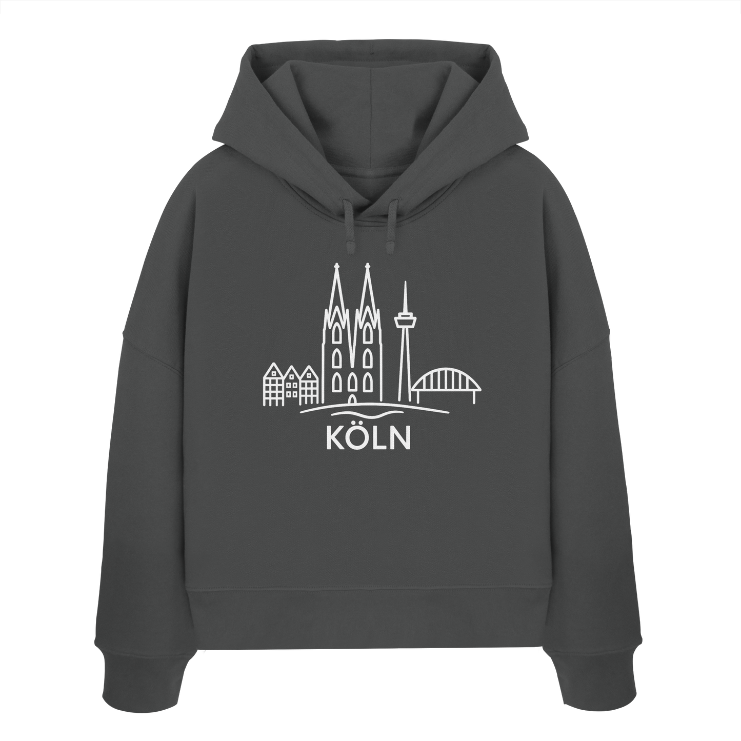 Köln Skyline (großer Druck auf der Brust) - Womens Organic Boxcut Hoodie