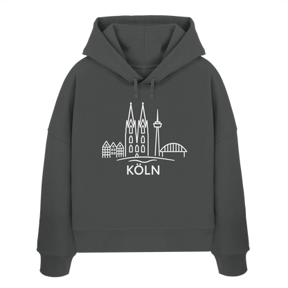 Köln Skyline (großer Druck auf der Brust) - Womens Organic Boxcut Hoodie